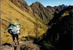 A porter runs down from the 4200m pass